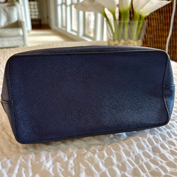 Kate Spade New York Lola Glitter Small Satchel GUC Silver & Navy Crisp Cute Read - Picture 3 of 11